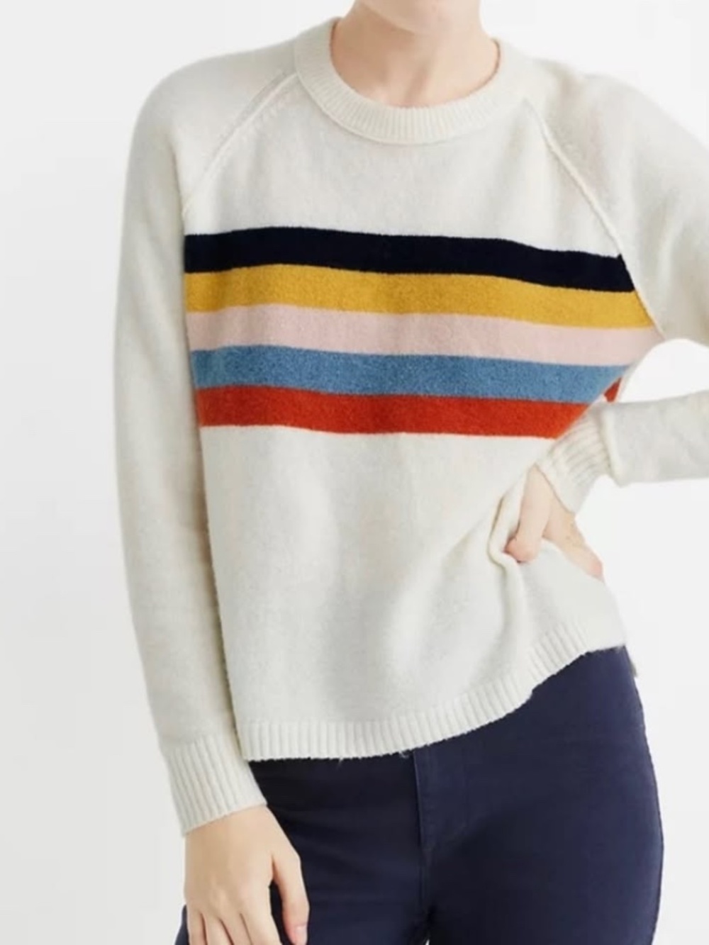 Madewell Placed Stripe Pullover Sweater
